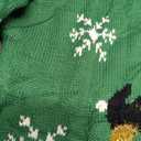 Women's Ugly Christmas V Neck Oversize Sweater Dress Long Sleeve Loose Holiday Knit Xmas Mini Dress. (Medium, Green)