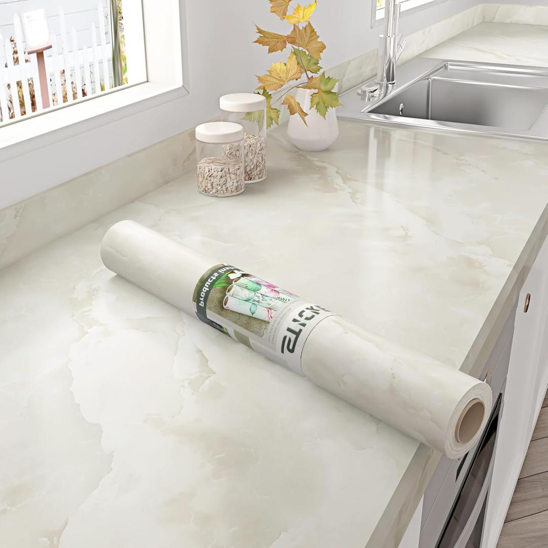 Matte Beige Marble Contact Paper for Countertops Waterproof Roll
Cream White Marble Wallpaper Peel and Stick Removable Countertop Contact Paper for Tables Cabinet Kitchen Bathroom 17.7"x120"