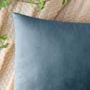 EMEMA Pack of 2 Velvet Pillow Covers Decorative Square Pillowcase Soft Solid Cushion Case for Sofa Bedroom Car 16x16 Inch Light Blue