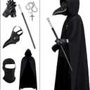 Halloween Plague Doctor Mask Steampunk Horror Scary Halloween Plague Doctor Mask Costume Props for Party Prom Gifts Set 6 in 1 for Men Women Kids (6 PCS)