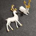 Christmas Reindeer Figurines, 2PCS White Deer Seated & Standing Elegant Craft Deer Animal Decoration Sculpture Ornaments for Living Room, TV Cabinet,Wine Cabinet Home Decoration