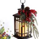 Christmas Decorations Outdoor Hanging Lanterns Holiday Decorative Lantern LED Candle Lantern Decorative Indoor & Outdoor, Christmas Decorations for Patio Front Porch Table Decor,Christmas Gifts (Red)