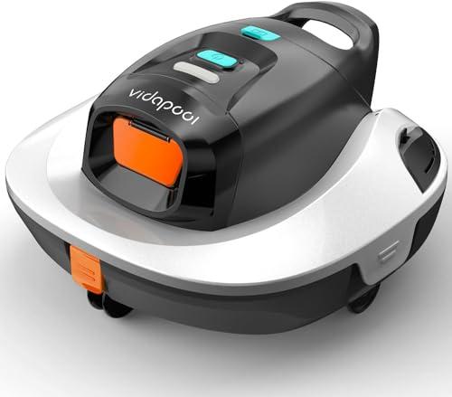Vidapool Robotic Pool Vacuum Cleaner,Portable Swimming Pool Vacuum Self-Parking Technology with LED Indicator,Ideal for Above Ground/Flat Pools up to 860 Sq.Ft,Lasts 90 Mins-White