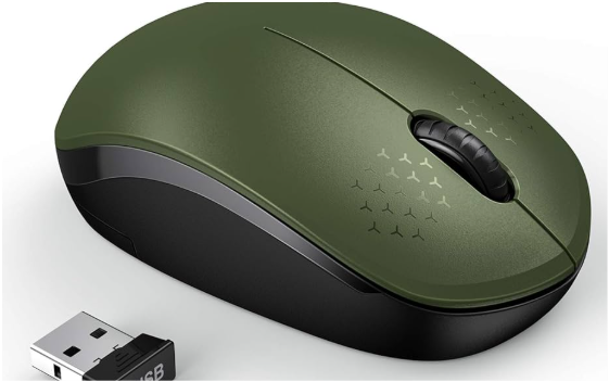 seenda Wireless Mouse, 2.4G Noiseless Mouse with USB Receiver Portable Computer Mice for PC, Tablet, Laptop, Notebook  Green & Black