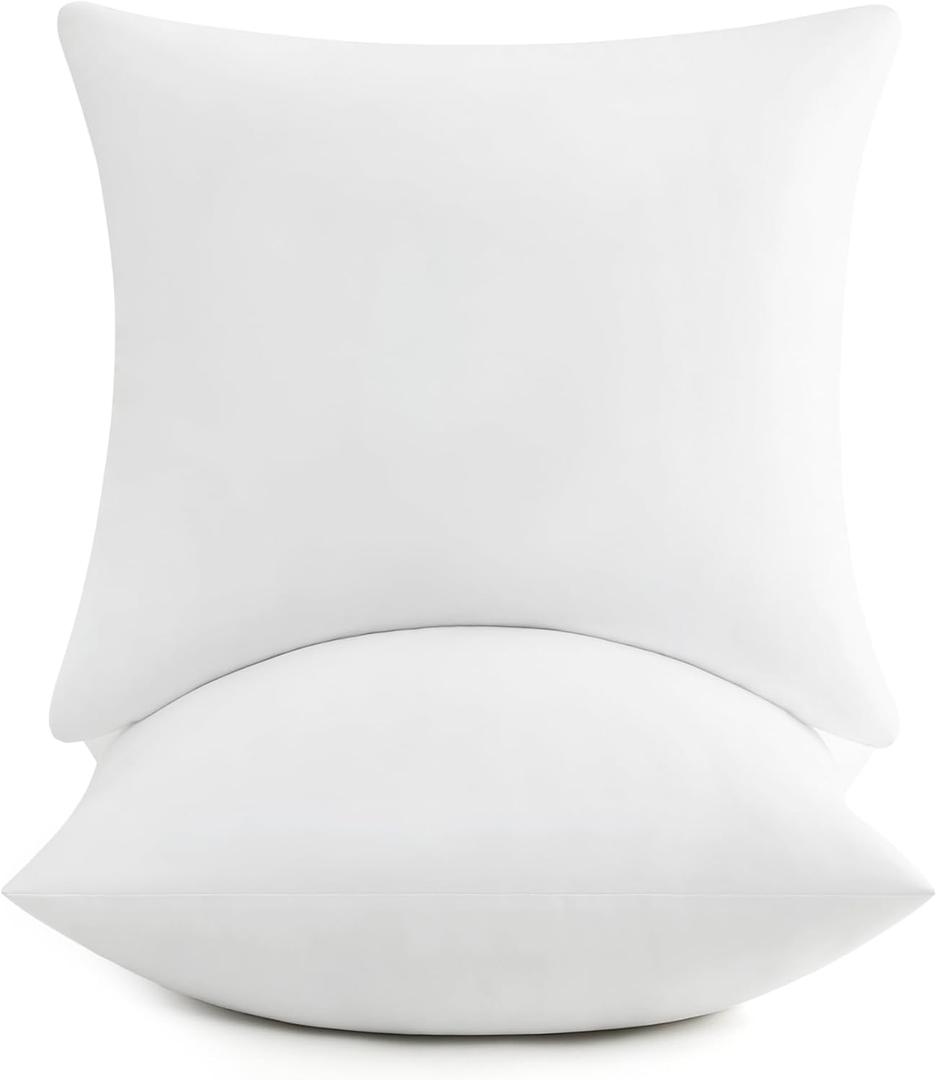 puredown 20x20 Pillow Inserts, Full Fluffy Square Down Alternative Stuffer Set of 2, Soft Plush Decorative Throw Pillows for Couch, Sofa, Bed and Home Decor (White)