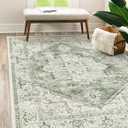 LIVEBOX Washable Area Rug 5x7 - Large Vintage Tribal Living Room Rug Vintage Non-Slip Indoor Rugs for Bedroom, Low-Pile Retro Carpet Print Distressed Accent Rugs for Nursery Entryway Office, Sage