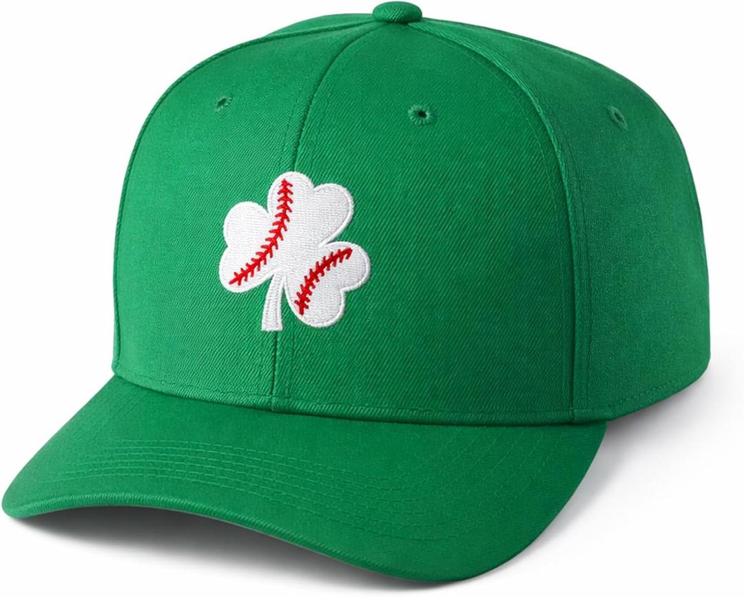 Cuffbow St. Patrick's Day Hat Shamrock Baseball Hat Adjustable Embroidery Irish Cap Green Lucky Shamrock Cap for Men Women (Green, M)