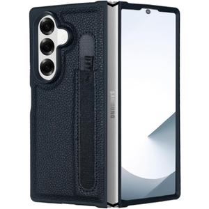 for Galaxy Z Fold 7 Case Leather, Luxury Leather Slim Fit Rugged Bumper Cover Anti-Slip Heavy Duty Protection (Black)