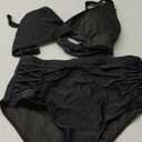 Yonique Womens Two Piece Plus Size Halter Bikini Swimsuits Tummy Control Bathing Suits High Waisted Swimwear (Black 01)