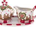 Blue Sky Claworks 20392 Gingerbread Creamer and Sugar with Tray