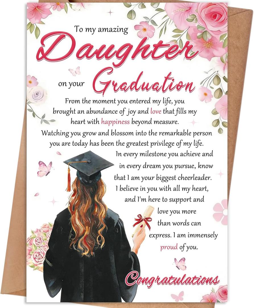 10 x Daughter Graduation Card, High School College Graduation Cards for Daughter, Congrats Grad Gift Card for Daughters, 85.3 inches