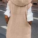 PRETTYGARDEN Womens 2026 Fall Reversible Long Vests Sleeveless Fleece Jacket Zip Up Hoodie Pockets Warm Coat Winter Clothing (Brown, M)