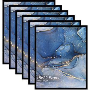 Fxojyvo 18x22 Picture Frame Set of 6, Black Frame for 18 x 22 Inch Picture Poster Photo, Light Weight and High Transparent 18 by 22 Frame for Wall - 6 Pack/Black/18 x22