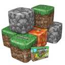 Inflatable Cubes, 6 Pieces, 3D, Minecraft, Orange, Grey, Brown, 18x18 in