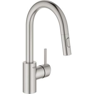 GROHE 31479DC1 Concetto Pull-Down Bar Kitchen Faucet with Sprayer. 1.75 GPM, Supersteel (Stainless Steel)