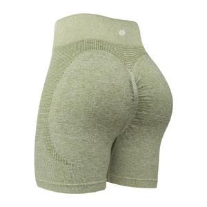 RUNNING GIRL Seamless Workout Gym Shorts for Women Scrunch Butt,High Waist Tummy Control Athletic Biker Running Shorts(DK3088Light Green,XL)