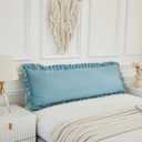 Dusty Blue Body Pillow Cover 20x54inches Long Pillowcase Ruffled Fringe Decor Sham Cute Pillowcase (1 Body)
