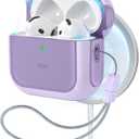 ESR for AirPods 4 Case, Compatible with AirPods 4th Generation Case (2024) (USB-C), Compatible with MagSafe, Drop Protection Cover with Lanyard, Magnetic Lid Lock, Orbit Hybrid Series, Purple
