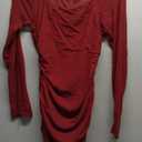 BORIFLORS Women's Sexy Ruched Bodycon Mini Dress Mesh Long Sleeve Club Party Short Dresses, Medium, Red, M