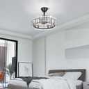 CLAIRDAI 20.7" Black Crystal Caged Fandelier Ceiling Fan
