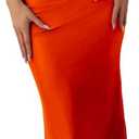 LIGHT DOT Women's Summer Dress Gradient Strapless Tube Dress Bodycon Long Dress Side Slit Mesh Layered (Orange,XL)