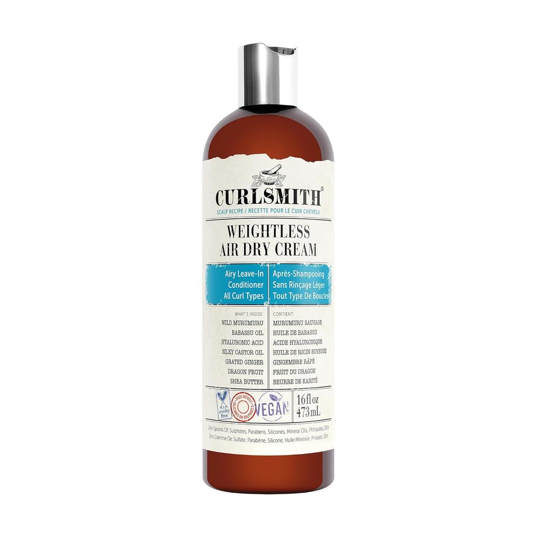 CURLSMITH - Weightless Air Dry Cream - Vegan Leave-In Conditioner for Any Hair Type, Smooths Hair (16 Fl Oz (Pack of 1))