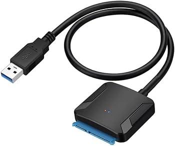 USB 3.0 to SATA III 5Gbps Hard Drive Adapter Data Sync SATA to USB Converter for 2.5" 3.5" SSD/HDD with 12V/2A AC Adapter
