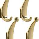 4 Pack Towel Hooks, Metal Wall Mounted Coat Hooks for Bathroom Bedroom Entryway for Hanging Robes Keys Bags(Gold)