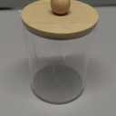 5 Pack Bamboo Bathroom Accessories Set with Tray - Plastic Soap Dispenser Clear Toothbrush Holder and 2 Qtip Holder Cotton Ball Container Jar