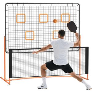 GCCSJ Pickleball Rebound Net, Pickleball Rebounder Training Equipment, for Single Player Practice Hitting, Doubles, Suitable for Garage, Backyard, Park, Indoor and Outdoor (Orange)