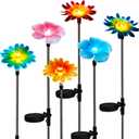 Solar Garden Outdoor Lights Decor,6 Pack Stake Yard Figurine Colorful Flower Light for Outside Pathway, Garden, Lawn, Patio, Driveway