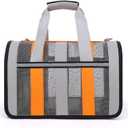 Airline Approved Soft Sided Cat Carrier and Small Dog Crate up to 15lbs - Lightweight Cats Bag Carrier for Pets with Litter Pocket for Kittens and Puppies (Gray and Orange, Medium)