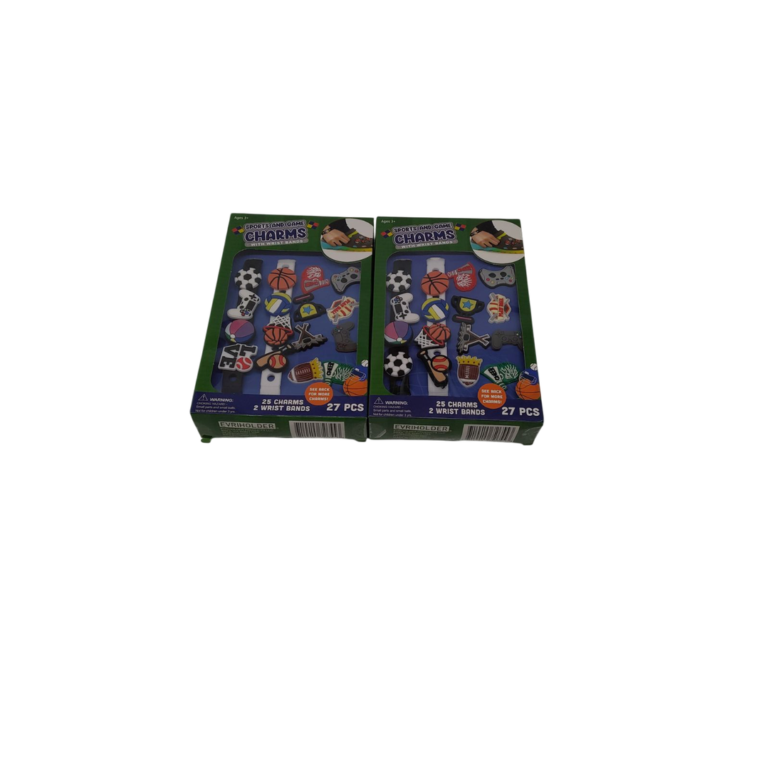 Sports And Game Charms With Wrist Bands Fits Crocs 27 Ct x 2 pack
