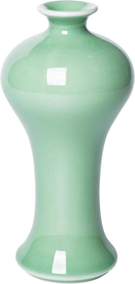 Decorative Green Fine China Vase for Flowers (Green Chinese Beauty - 7 in)