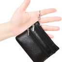 Women's Genuine Leather Coin Purse Mini Pouch Change Wallet with Keychain