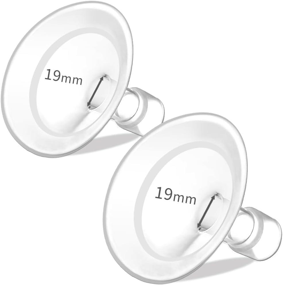 PumpMom-us 19mm Oval Flanges Compatible with Medela Breast Pump Parts, Replace Nipple Shields Flanges Compatible with Medela Pump in Style PersonalFit Symphony Freestyle Flex Swing Maxi