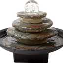 SEINHIJO Indoor Fountain Tabletop Fengshui Waterfall Desk Office Fountain LED Lights Rolling Ball 11inch
