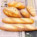 Woration 6pcs Fake Bread Set Decoration Realistic Loaves Artificial French Loaf Dessert Faux Food for Home Kitchen Bakery Display Photography Prop