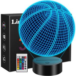 Linkax Basketball Gifts Stocking Stuffers for Teens Boys Girls, Basketball 3D Illusion Night Light Christmas Gifts for Ages 8-13, 5-15 Year Old Boy Birthday Present Room Decor