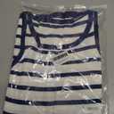 Women's Casual Ribbed Sleeveless Striped Slim Fit Bodycon Pencil Midi Tank Dress for Summer (Blue, XXL)