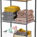 LEEDA 3-Tier Freestanding Multipurpose Storage Shelves Heavy Duty Metal Shelving Unit, Display Plants Flowers Bath Essentials, for Kitchen Bathroom Office, Black