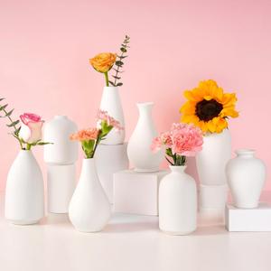 8 Pack Ceramic Bud Vase, White Ceramic Vase Modern Mini Bud Vase in Bulk for Centerpieces, Small White Vase for Flowers Pampas Grass, Wedding, Home