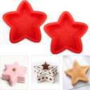 2 Pcs Star Shaped Cake Pans, 8 Inch Silicone Cake Molds, Silicone Baking Mold, Flexible Nonstick Baking Pans for Cakes, Cheese Cakes and Chocolate Cake, Red