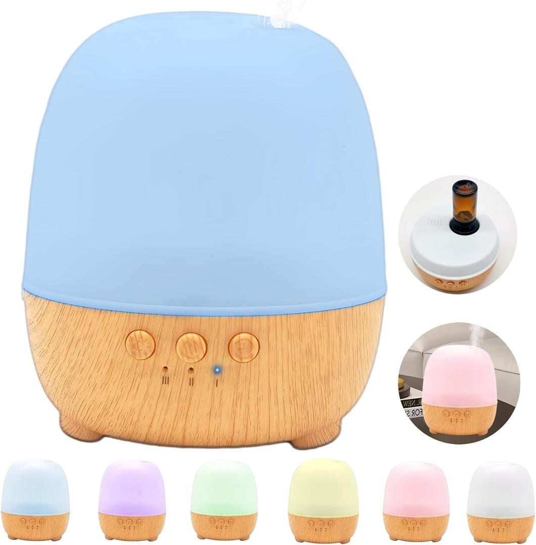 Essential Oil Diffuser, Waterless Diffuser 3 Speeds Smart Mist Aromatherapy Diffuser with Light, AGEMANY Oil Diffusers Refillable Pure Fragrance Oils Small Aroma Scent Diffuser for Home Bedroom Office (White Wood)