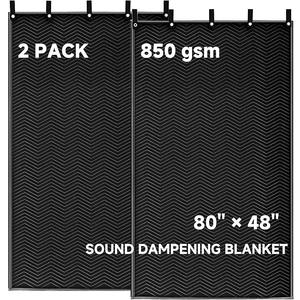 2 Pcs Large Sound Dampening Blanket 48" x 80", 850GSM Acoustic Sound Blanket with Grommets,Heavy Duty Studio Sound Absorption Blankets,Acoustic Blanket Noise Reduce,Light Blocker,Moving Blankets