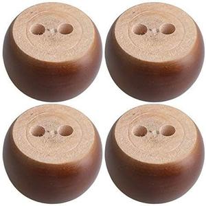 4pcs 40mm Height Brown Eucalyptus Wood Round Bun Furniture Feet Sofa Cabinet Couch Legs