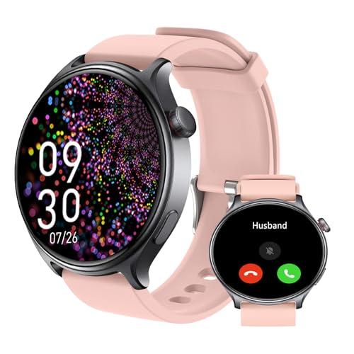 YMS Smart Watch for Women Android - 2025 Best Waterproof Men Fitness Watches (Answer/Make Calls),Heart Rate,Sleep,Pressure,Steps Monitor,Compatible with Android & iOS,100+ Sports Trackers (Pink)