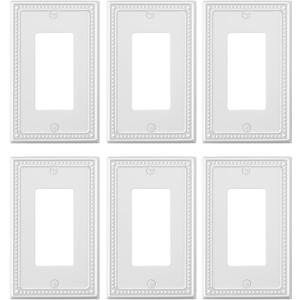 6-Pack Decorator Outlet Cover Plate, Decorative Switch Plates and Outlet Covers, Pure White Metal Wall Plates for Electrical Outlets, Receptacle, GFCI Outlet, Dimmer Switch