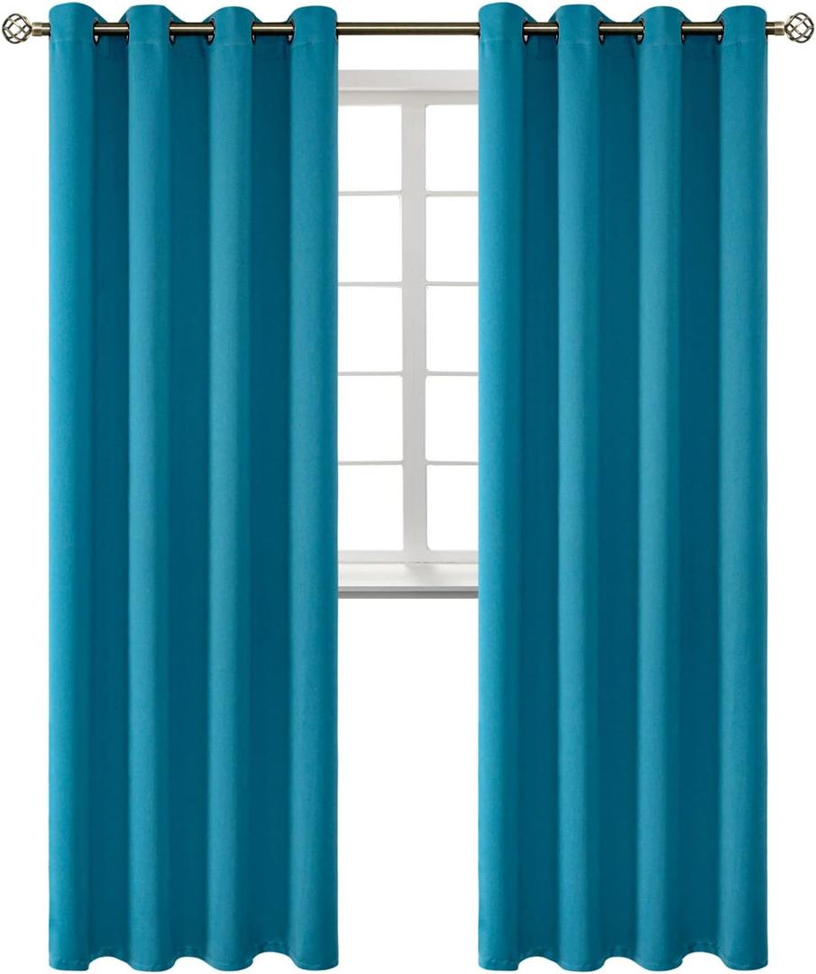 BGment Blackout Curtains - Grommet Thermal Insulated Room Darkening Bedroom and Living Room Curtains, Set of 2 Panels (52 x 108 Inch, Peacock Blue)