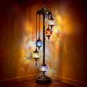 Hortsun Turkish Lamp Moroccan Floor Lamp Handmade Globe Living Floor Lighting Bohemia Standing Lighting for Decorative Home Designs(Floor,5 Globes Style)